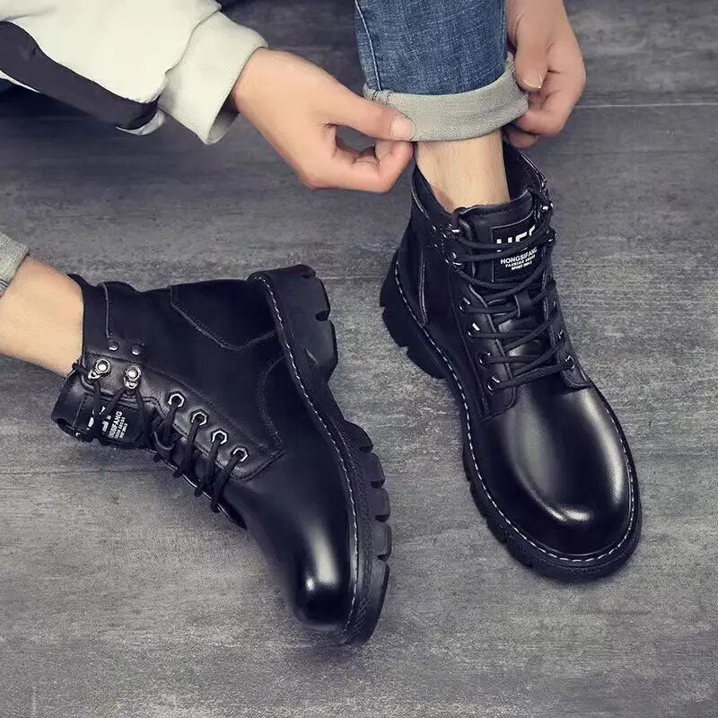 Men's High-Top Waterproof Motorcycle Boots: Spring & Autumn Fashion