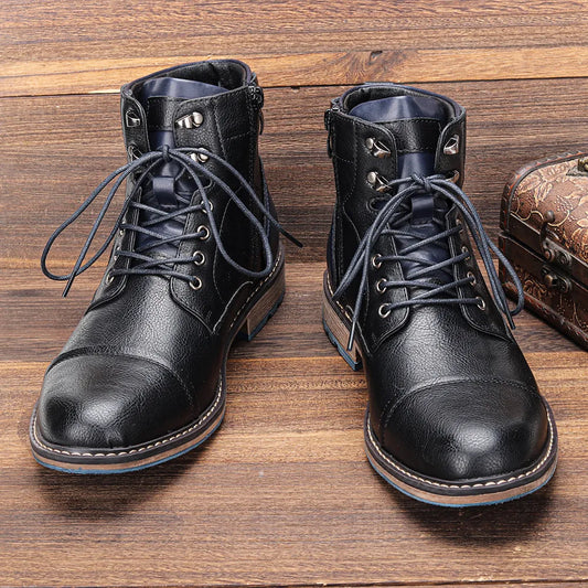 New Men Fashion Leather Ankle Boots