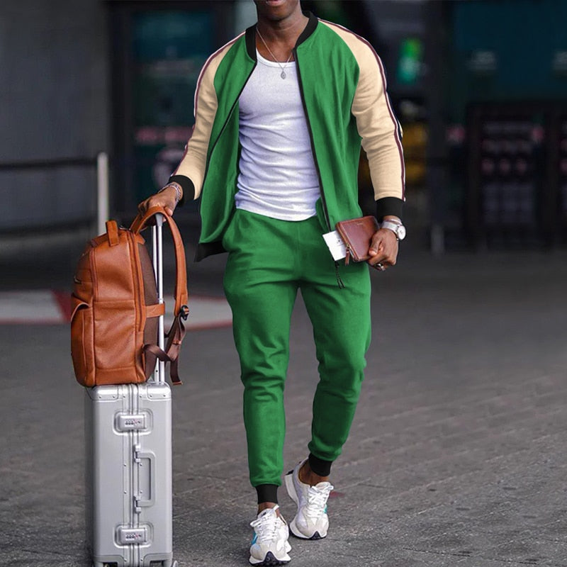 Fashion Men's New Color Jogging Suit For Men Youth Fashion Casual Sports Set Zipper Tracksuit