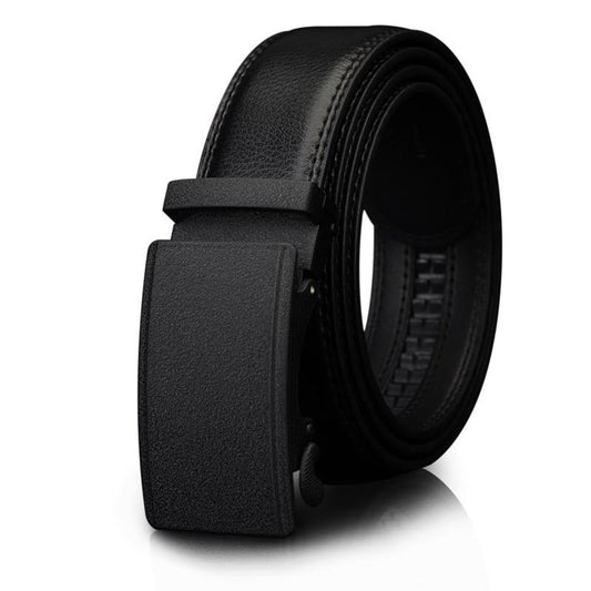 Men's Belt Automatic Ratchet Buckle with Cow Genuine Leather