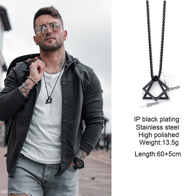 Popular Men Necklace,Interlocking Square Triangle Male