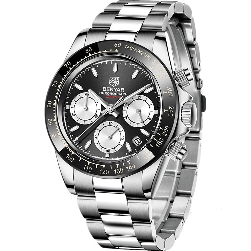 Relojes Luxur Chronograph Sport Waterproof Stainless Watch