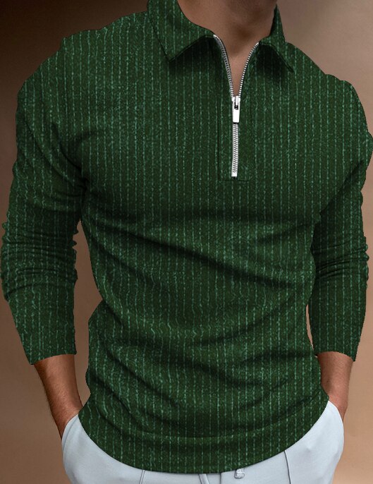 Striped Long Sleeve Polo Shirt