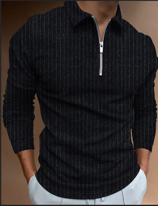 Striped Long Sleeve Polo Shirt