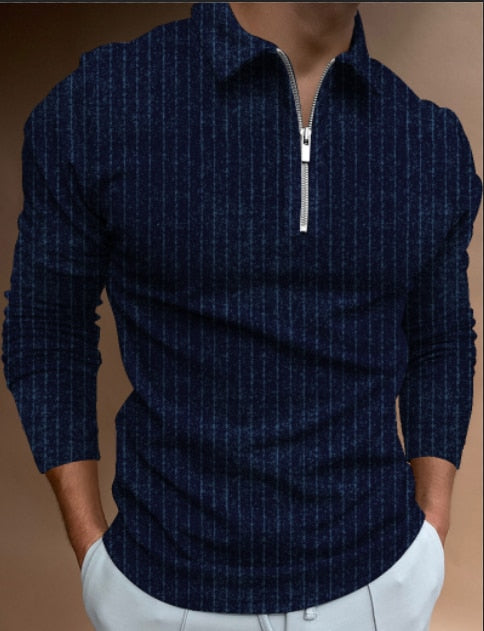 Striped Long Sleeve Polo Shirt