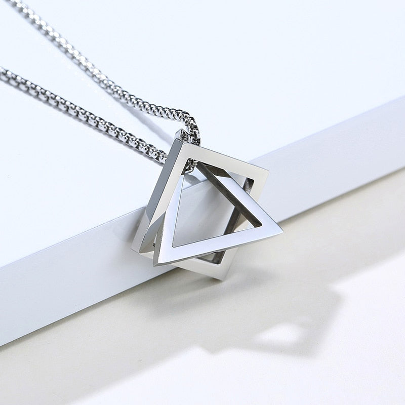 Popular Men Necklace,Interlocking Square Triangle Male