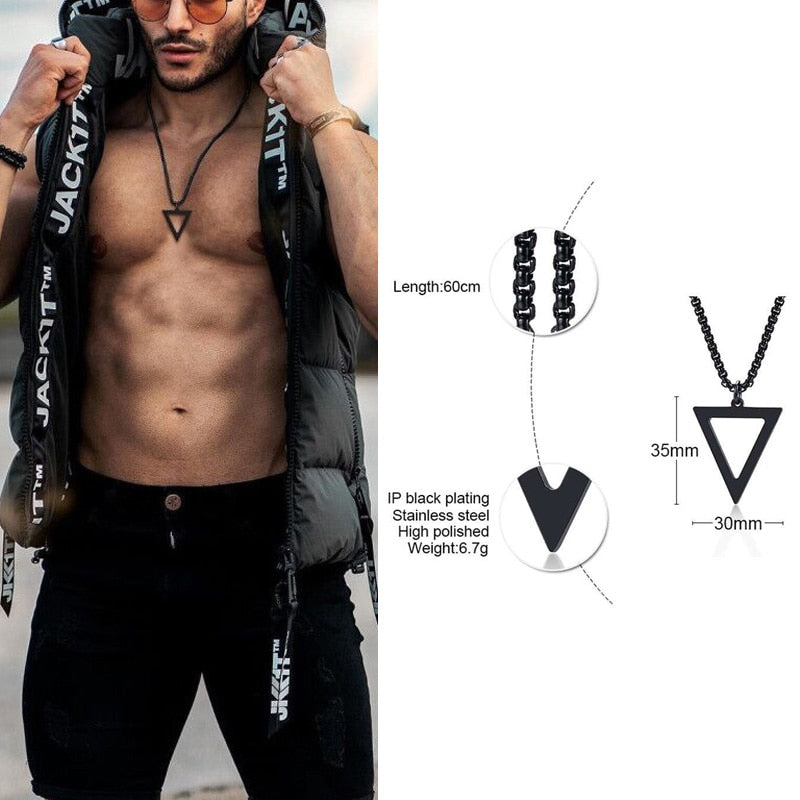 Popular Men Necklace,Interlocking Square Triangle Male