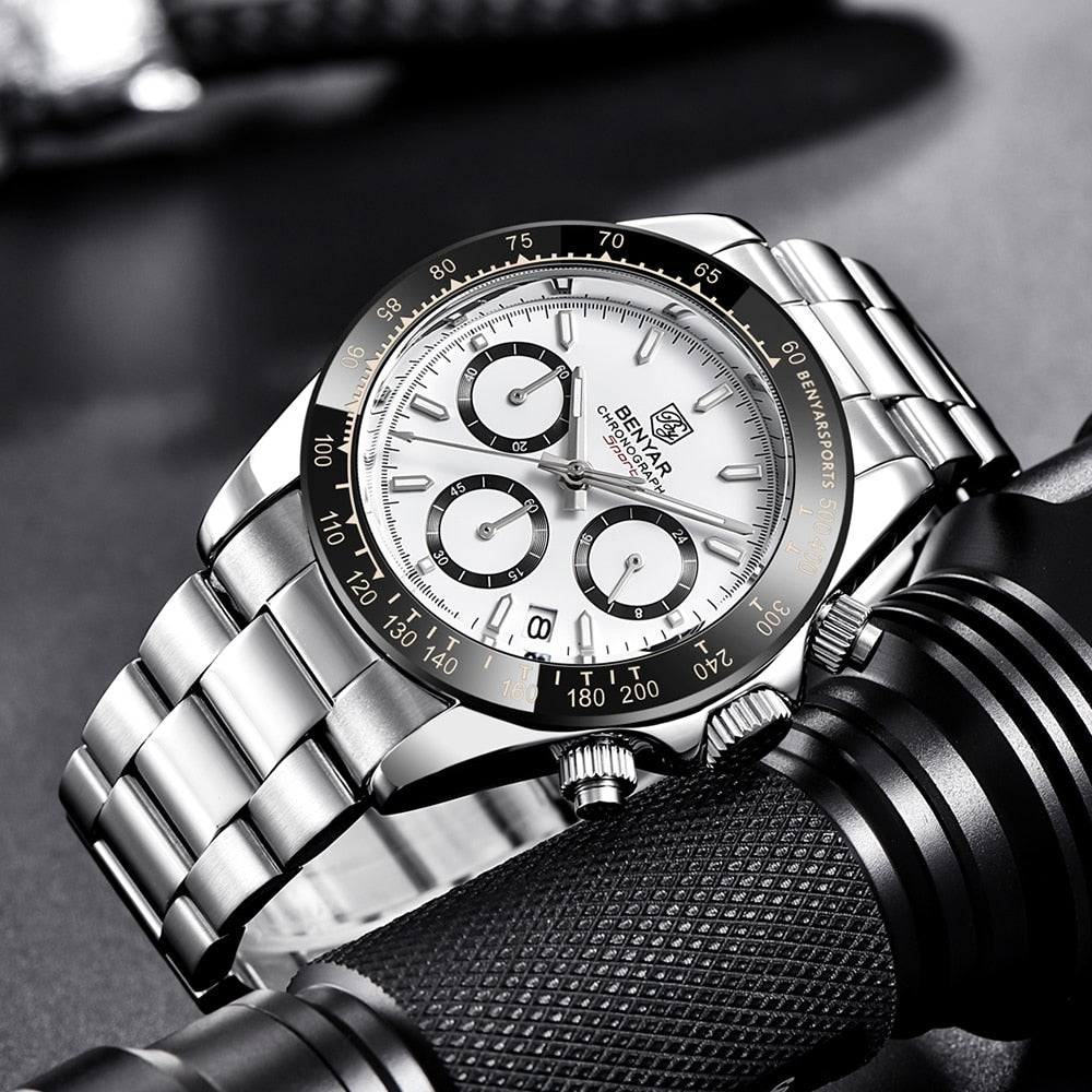 Relojes Luxur Chronograph Sport Waterproof Stainless Watch