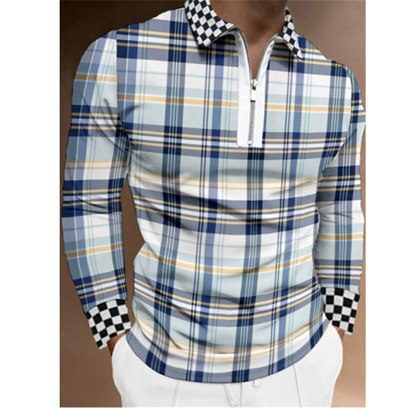 Striped Long Sleeve Polo Shirt