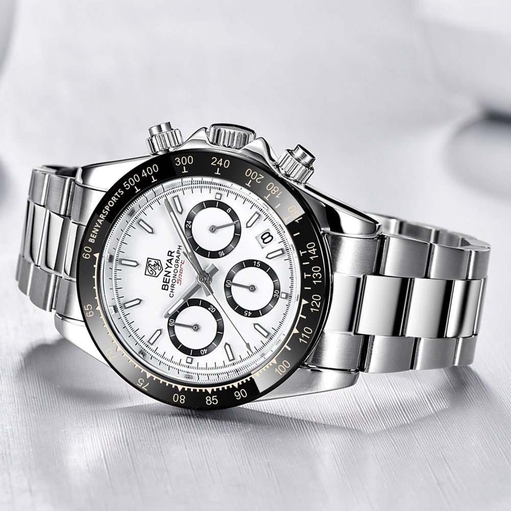 Relojes Luxur Chronograph Sport Waterproof Stainless Watch