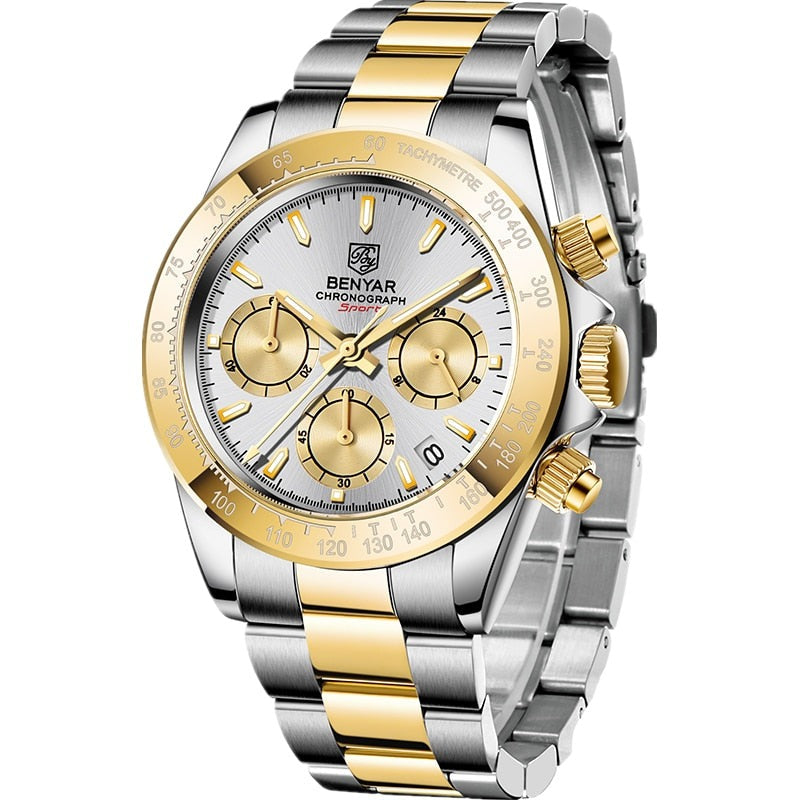 Relojes Luxur Chronograph Sport Waterproof Stainless Watch