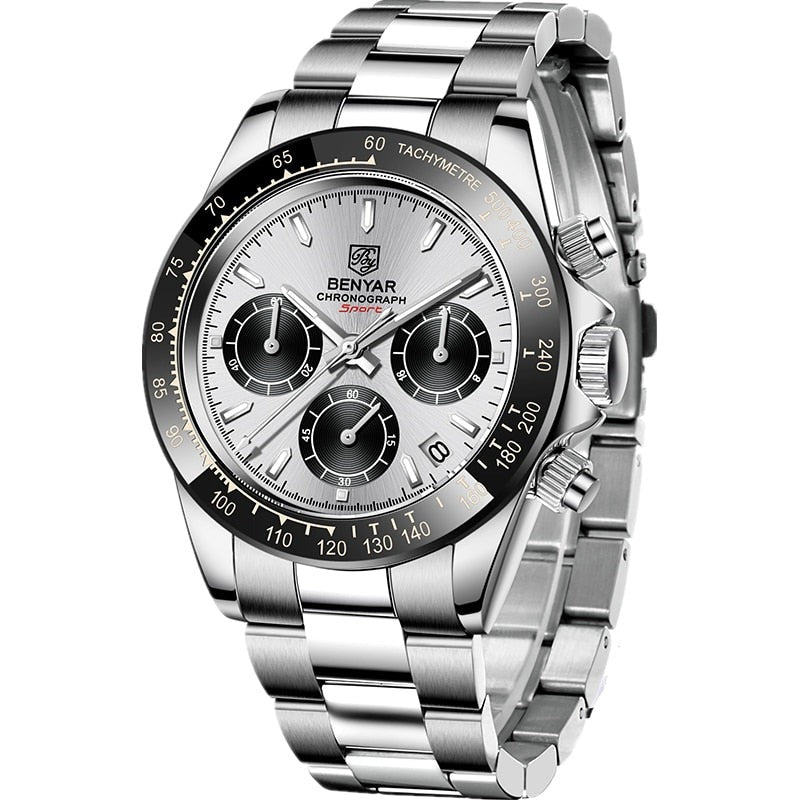 Relojes Luxur Chronograph Sport Waterproof Stainless Watch
