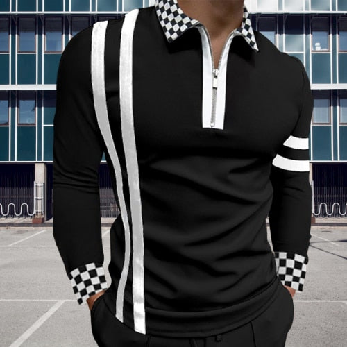 Striped Long Sleeve Polo Shirt