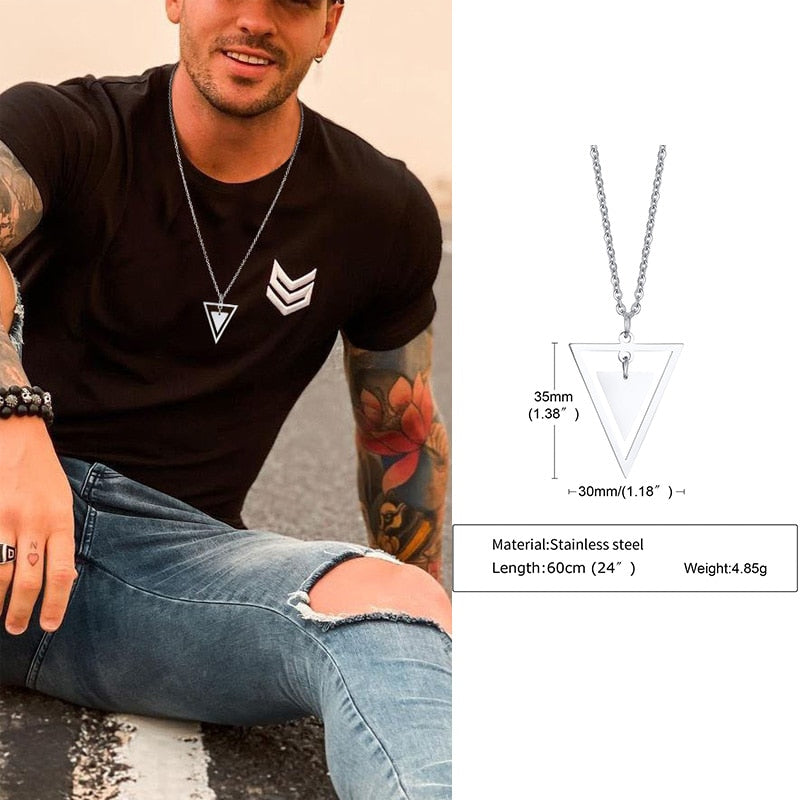 Popular Men Necklace,Interlocking Square Triangle Male