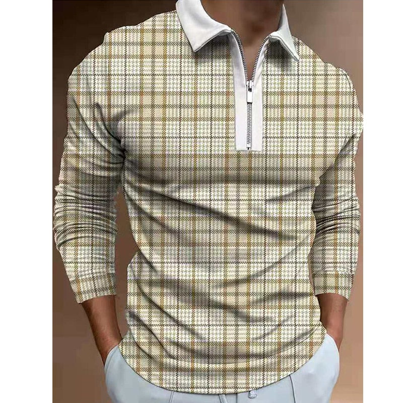 Striped Long Sleeve Polo Shirt