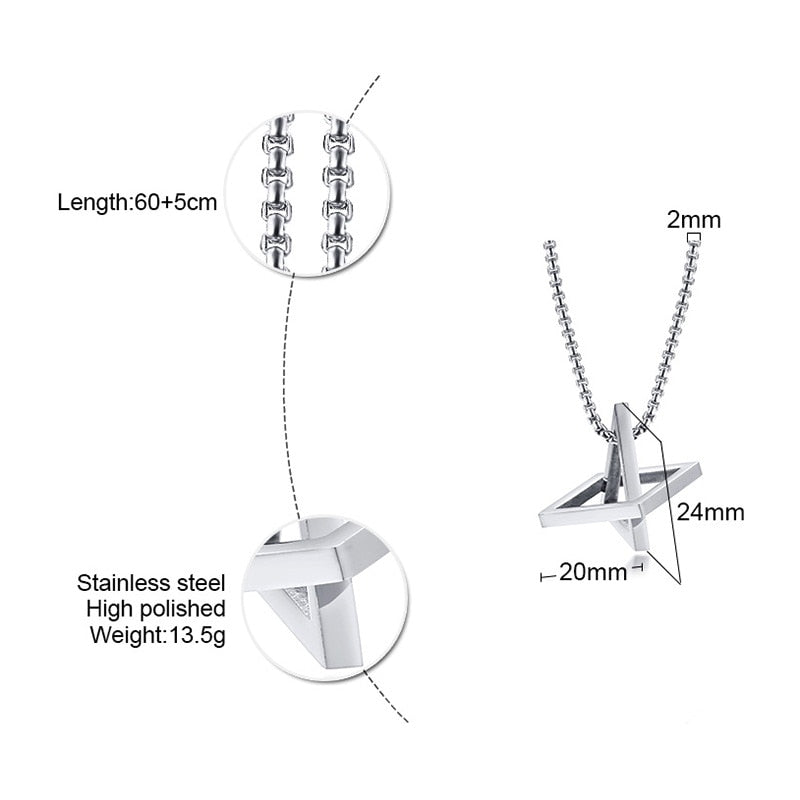 Popular Men Necklace,Interlocking Square Triangle Male