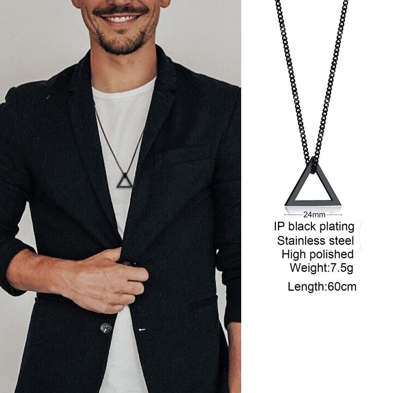 Popular Men Necklace,Interlocking Square Triangle Male