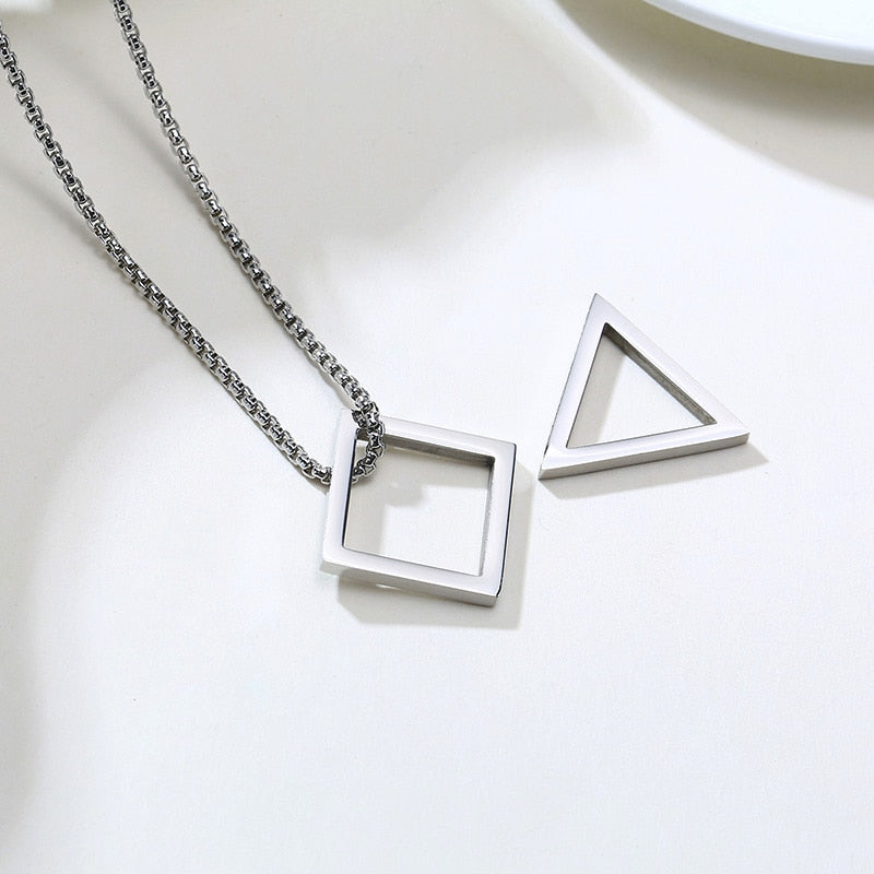 Popular Men Necklace,Interlocking Square Triangle Male