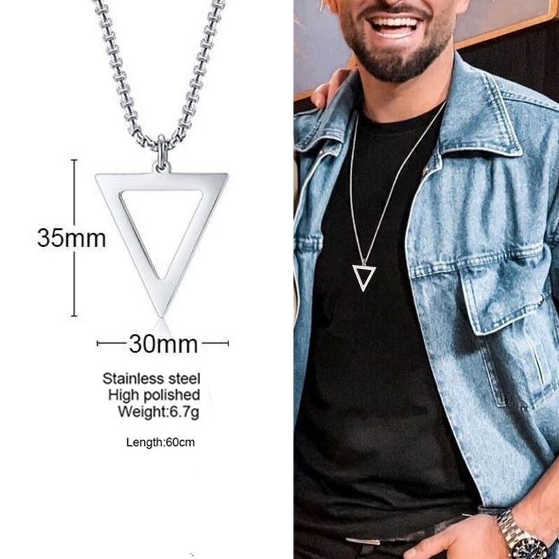 Popular Men Necklace,Interlocking Square Triangle Male