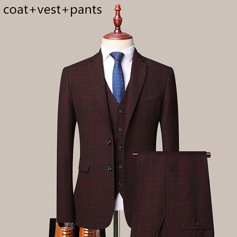 3 Pcs Set Blazers Pants Vest