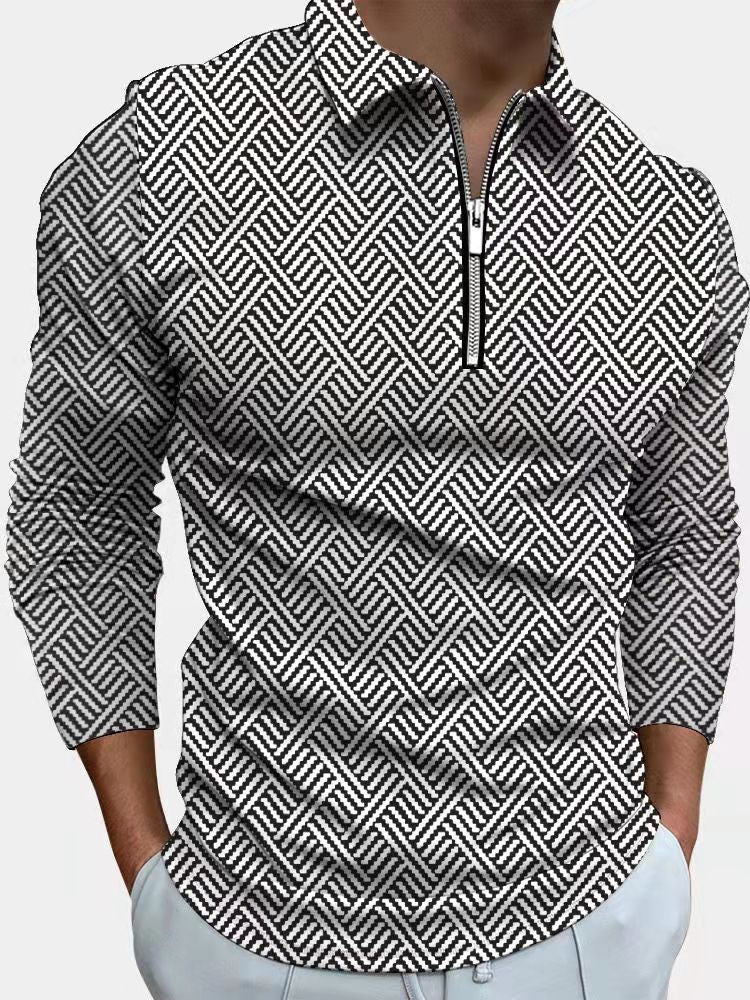 Long Sleeve Zip Polo Shirt