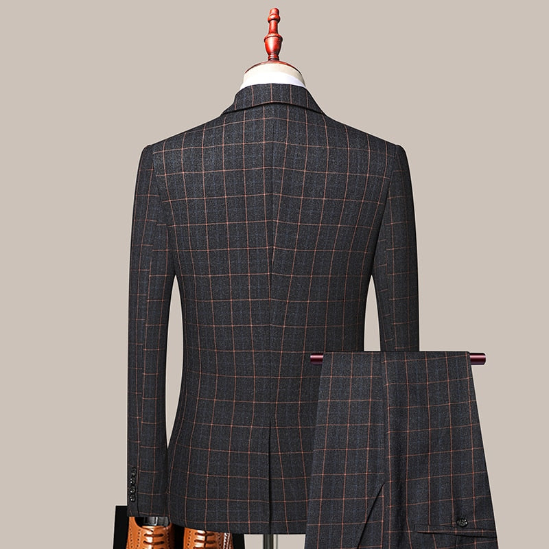 3 Pcs Set Blazers Pants Vest
