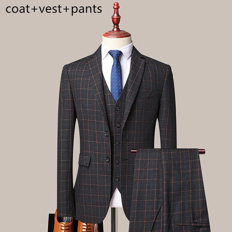 3 Pcs Set Blazers Pants Vest
