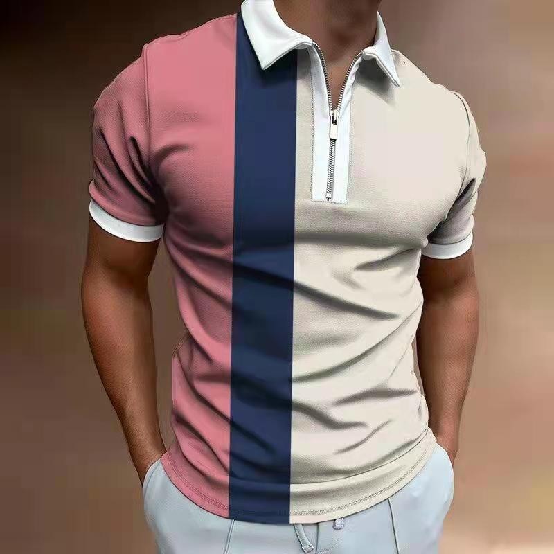 Men Polo Shirts Casual Daily Short Sleeve Striped Shirt