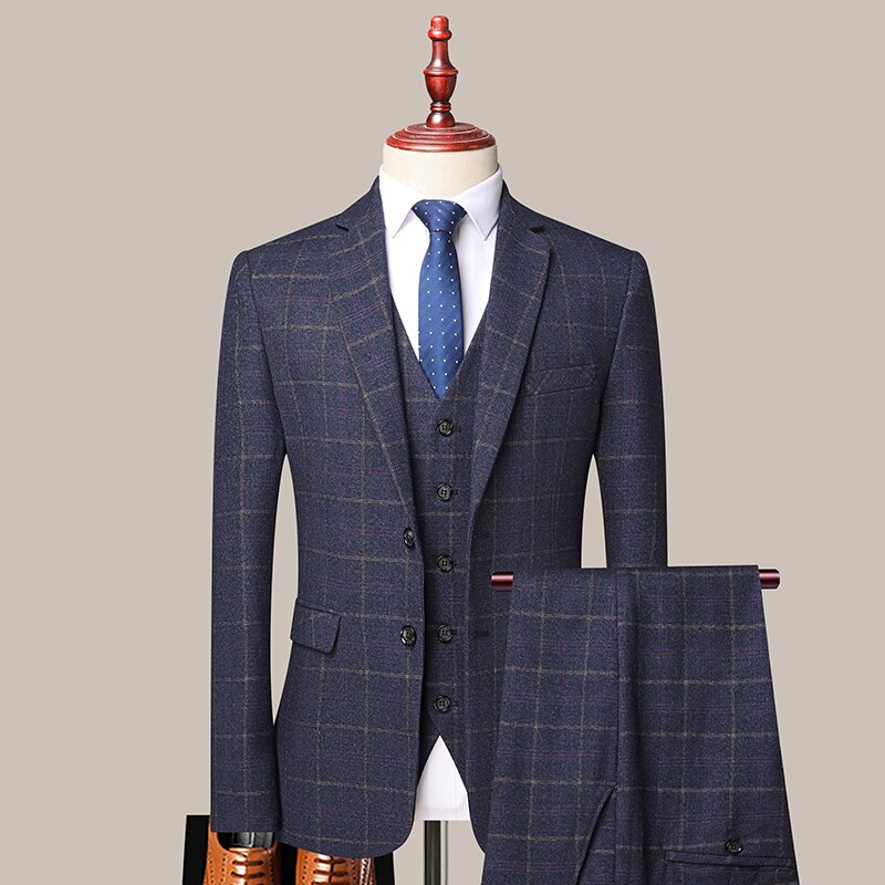 3 Pcs Set Blazers Pants Vest