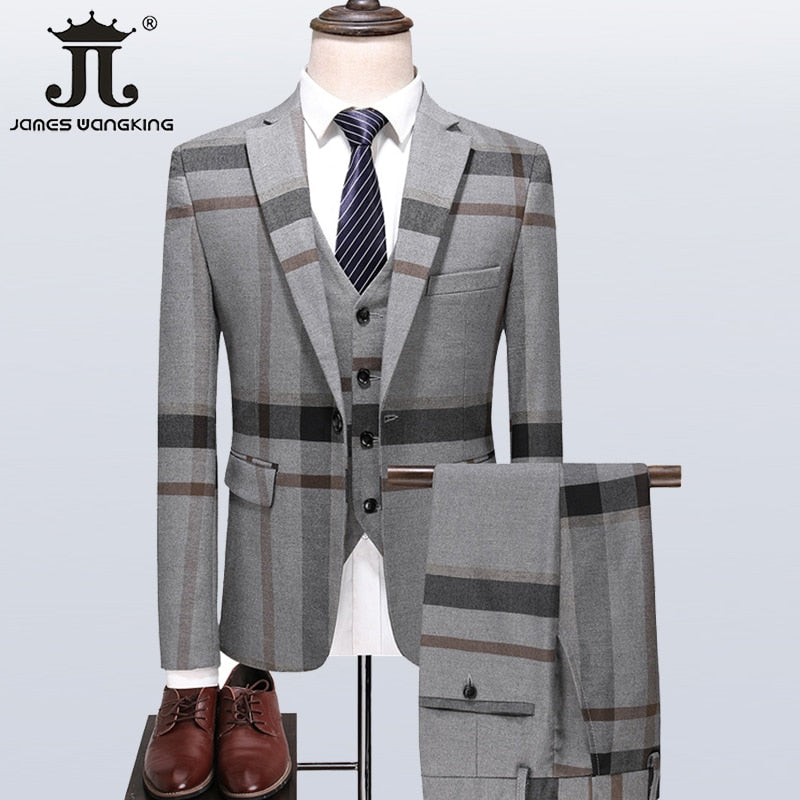 Plaid Formal Slim Suit