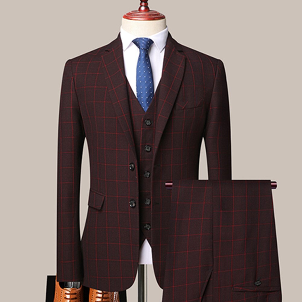 3 Pcs Set Blazers Pants Vest