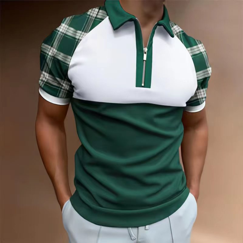 Casual Short Sleeve Turn-Down Collar Zipper Polo Top
