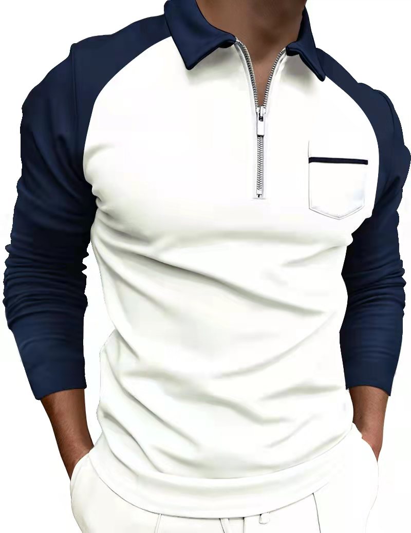 Black White Long Sleeve Polo Shirt