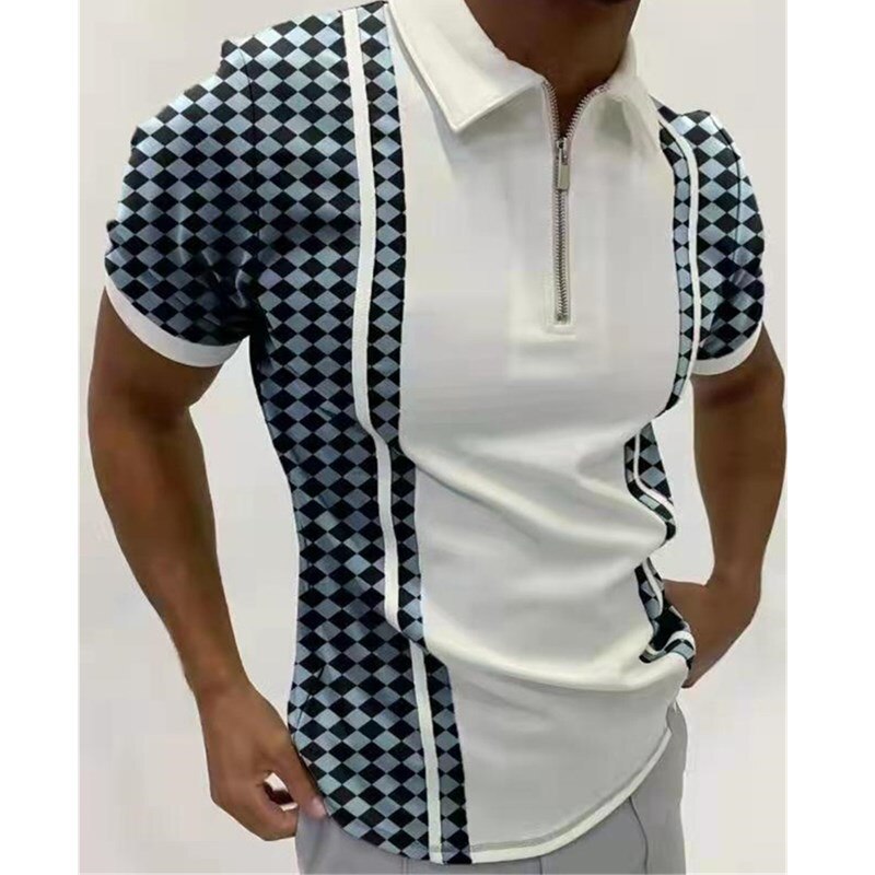 Men Polo Shirts Casual Daily Short Sleeve Striped Shirt