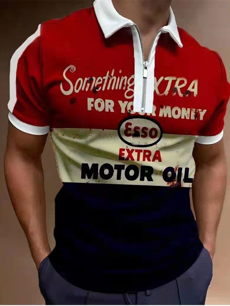 Men Polo Shirts Casual Daily Short Sleeve Striped Shirt