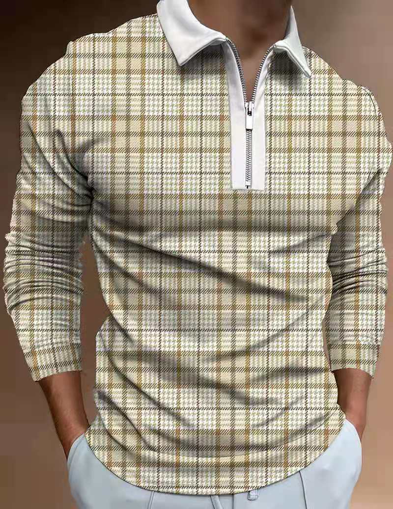 Black White Long Sleeve Polo Shirt