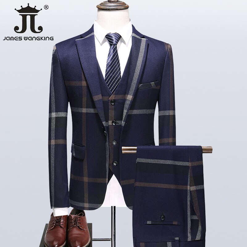 Plaid Formal Slim Suit
