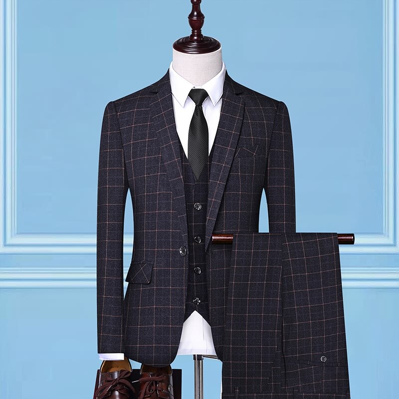 3 Pcs Set Blazers Pants Vest