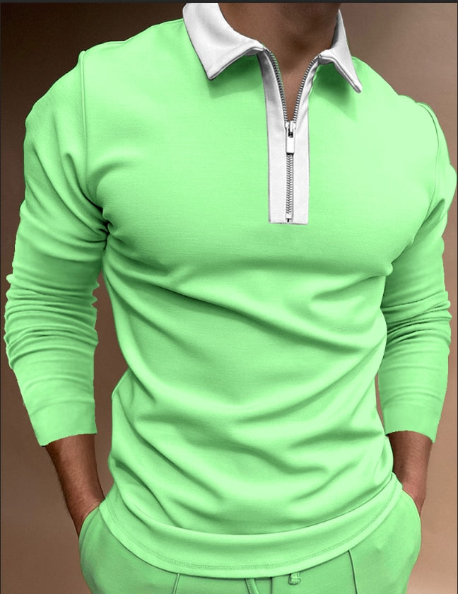 Long Sleeve Zip Polo Shirt