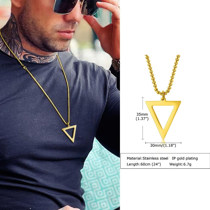 Popular Men Necklace,Interlocking Square Triangle Male