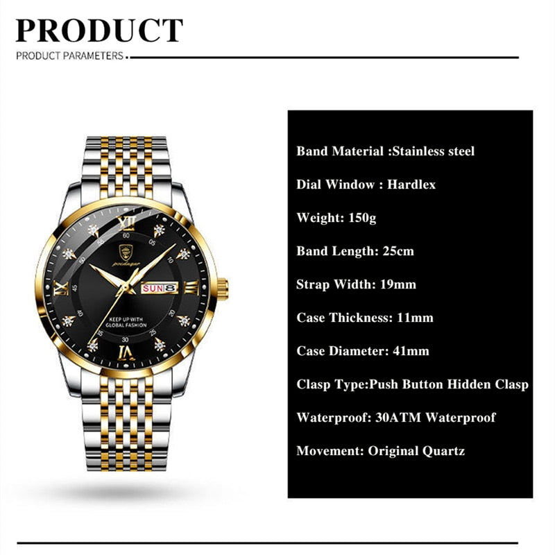 Casual Sport Chronograph Stainless Steel Watch