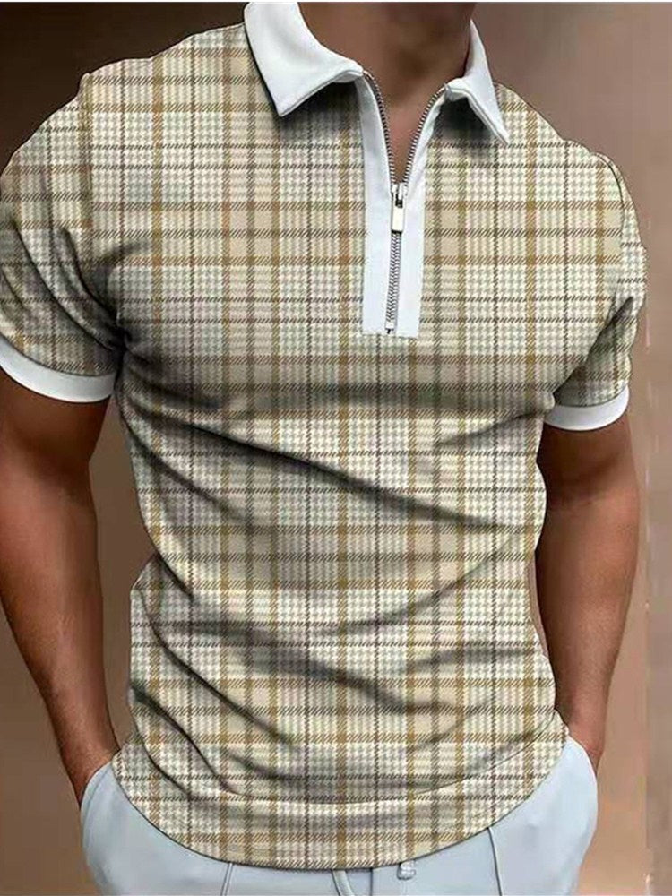 Men Polo Shirts Casual Daily Short Sleeve Striped Shirt