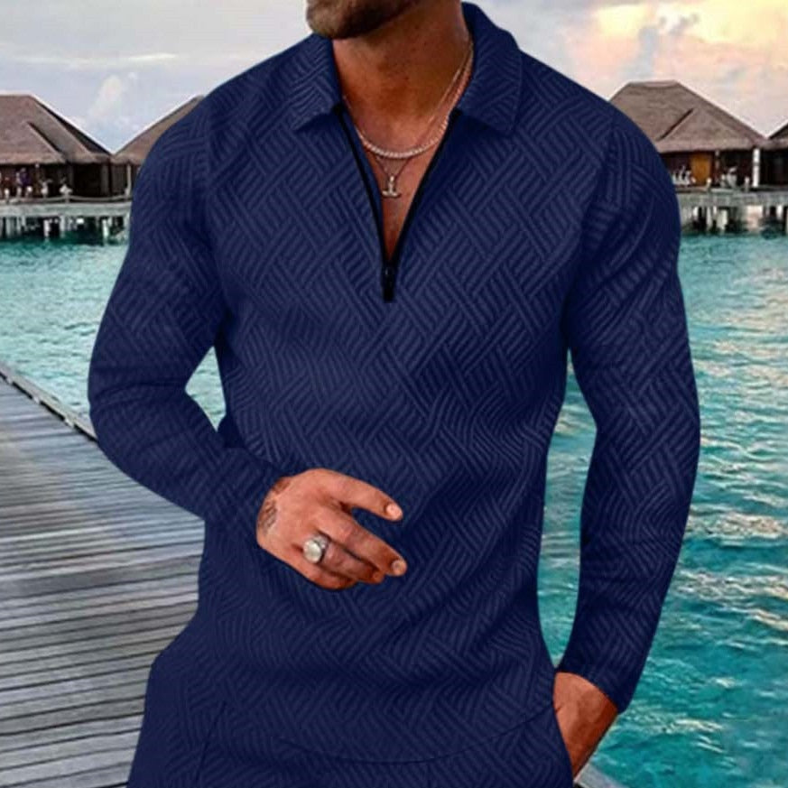 Collarless Long Sleeve Shirt