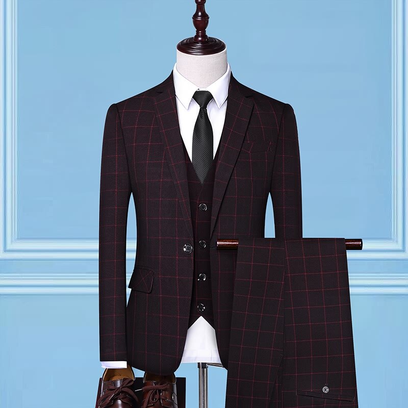 3 Pcs Set Blazers Pants Vest