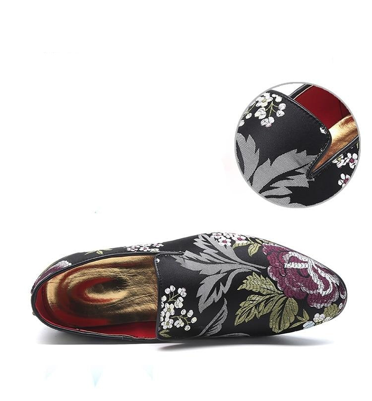 Men Handmade Exquisite Embroidery Leather Business Dress Shoes