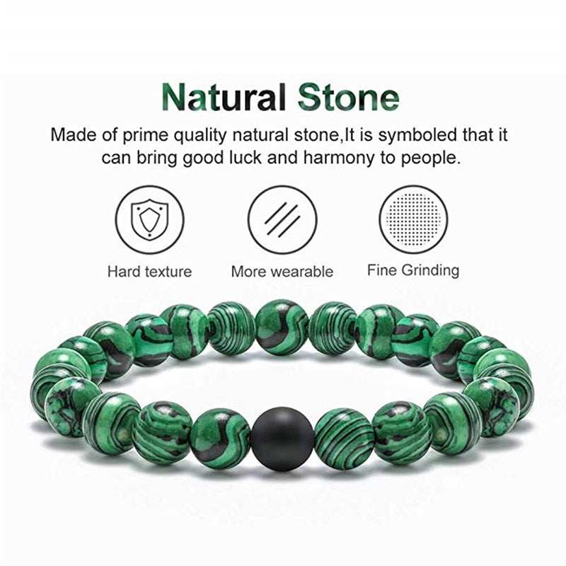 Ryker Natural Malachite Stone Bracelet