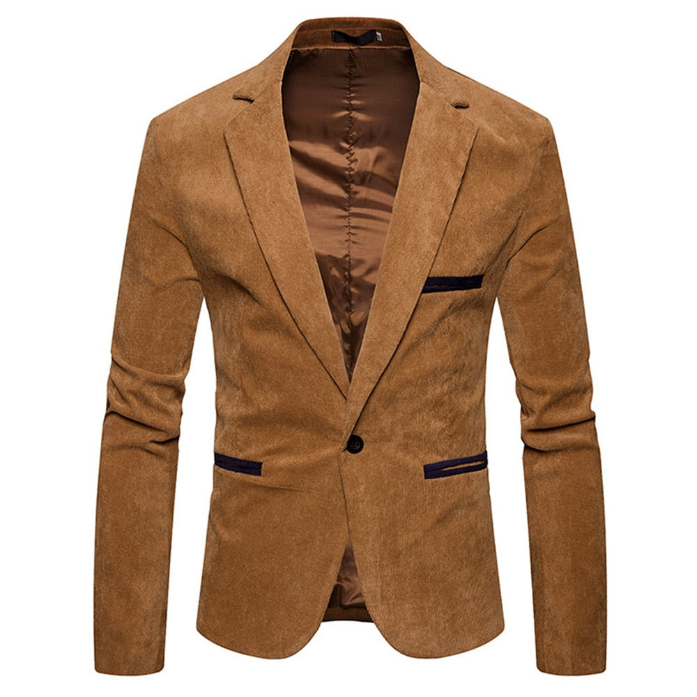 Vinson Casual Corduroy Slim Suit Jacket