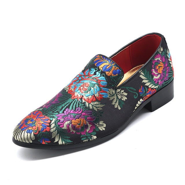 Embroidered Men Moccasins Dress Shoes