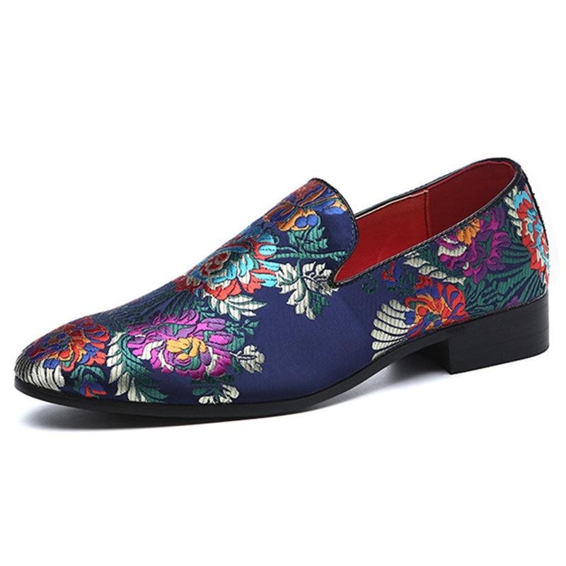 Embroidered Men Moccasins Dress Shoes