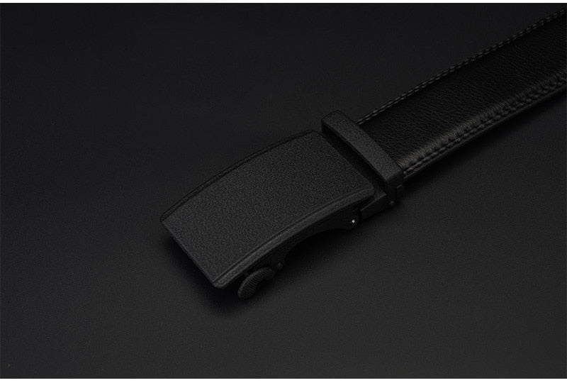 Men's Belt Automatic Ratchet Buckle with Cow Genuine Leather